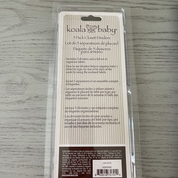 Koala Kids Storage Organization 5 Pack Closet Dividers With Labels Poshmark
